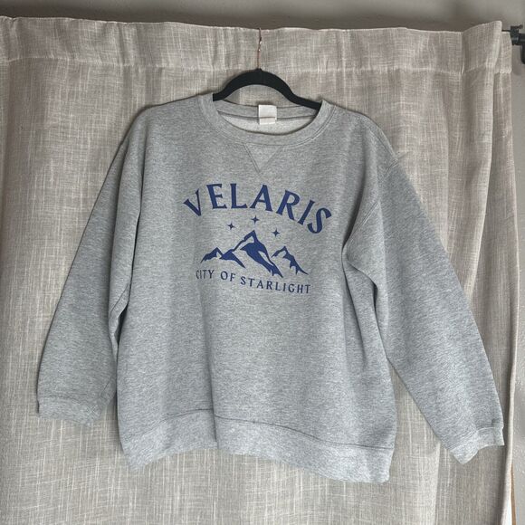 Hanes‎ Comfort Soft Gray Sweatshirt Oversized Medium VELARIS CITY OF STARLIGHT - Picture 1 of 8